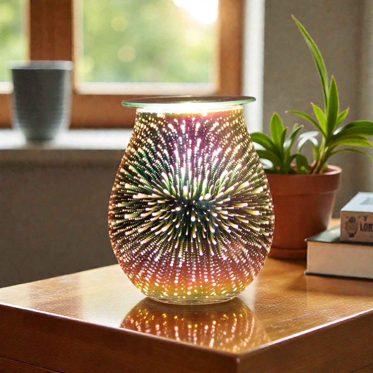 3D Starburst Aroma Fragrance Diffuser Lamp plus Scented Wax Melts | Electric Wax Warmer and Oil Burner