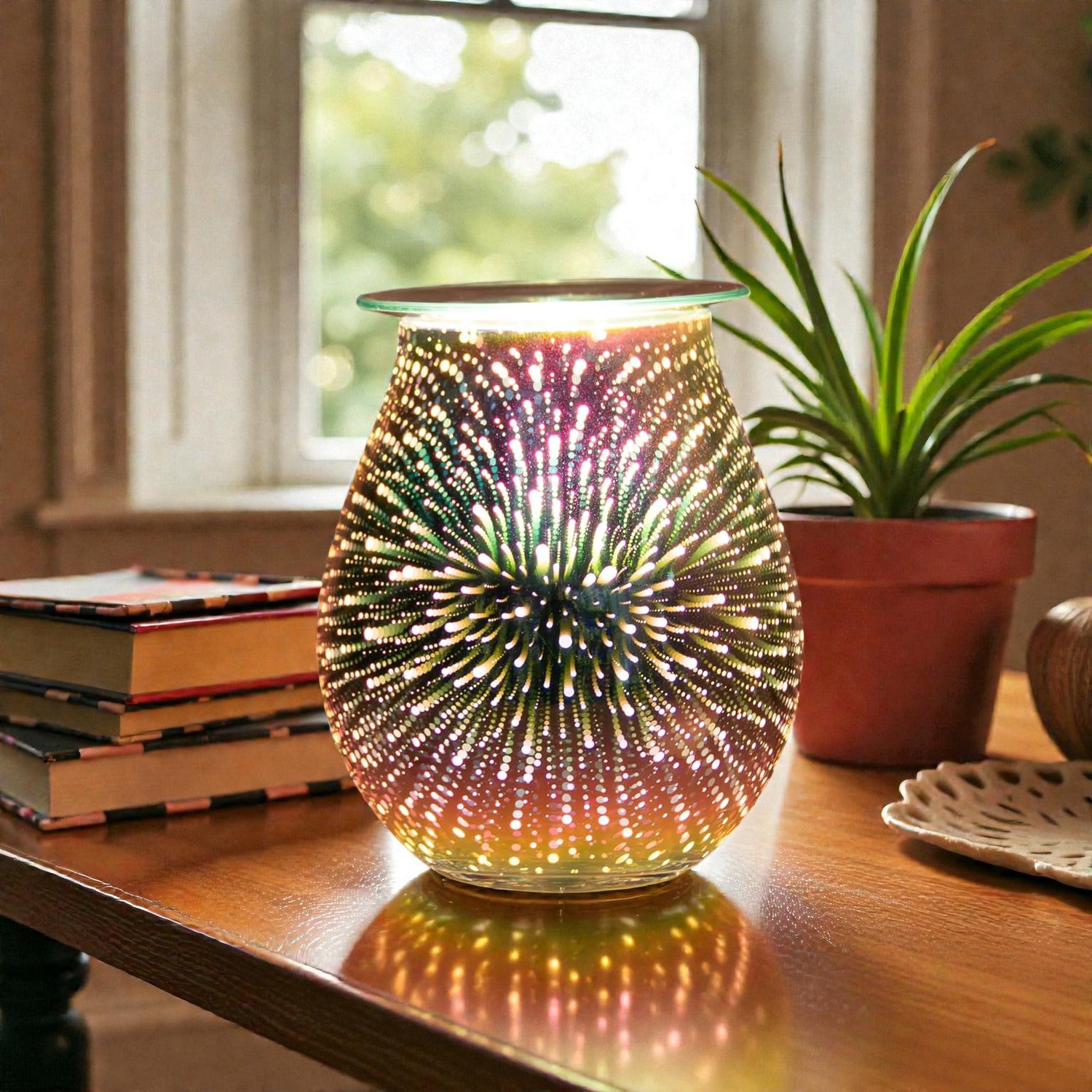 Electric Aroma Lamp Fragrance Diffuser Wax Melt Warmer & Oil Burner | 3D Starburst Effect