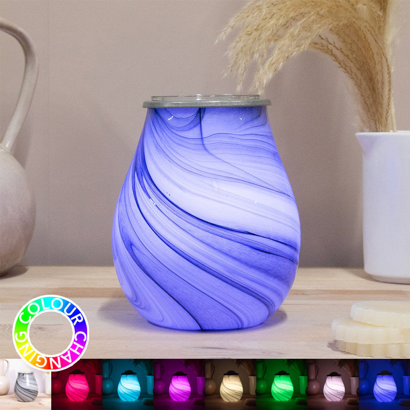 Marble Wax Tart Melt Warmer Oil Burner Aroma Diffuser Lamp Colour Changing LEDs