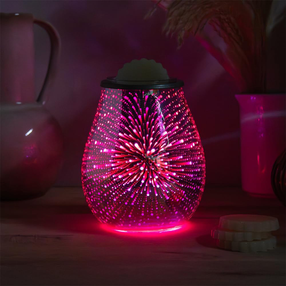 Wax Warmer and Oil Burner Aroma Diffuser Lamp plus Scented Wax Melts | LED Colour Changing 3D Starburst Design