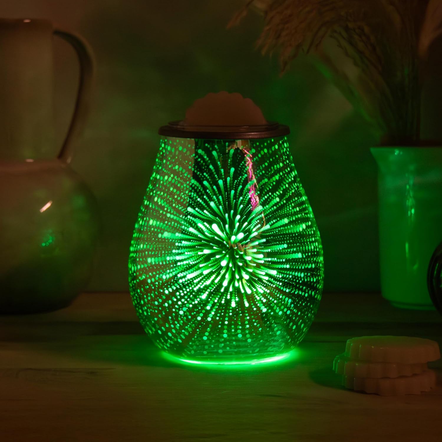 Wax Warmer and Oil Burner Aroma Diffuser Lamp plus Scented Wax Melts | LED Colour Changing 3D Starburst Design