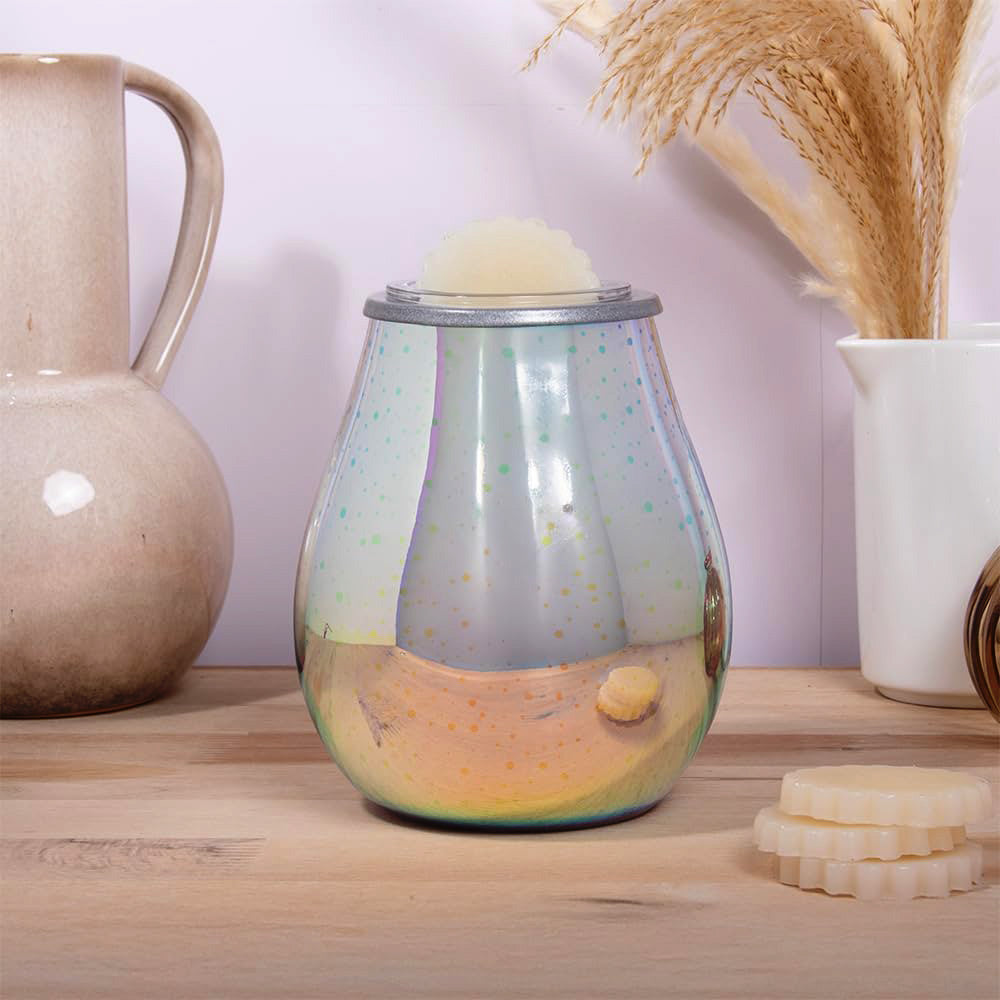 Wax Warmer and Oil Burner Aroma Diffuser Lamp plus Scented Wax Melts | LED Colour Changing 3D Starburst Design