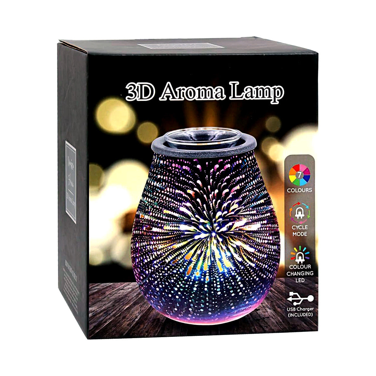 LED Colour Changing Aroma Diffuser Lamp Wax Melt Warmer and Oil Burner | 3D Starburst Effect
