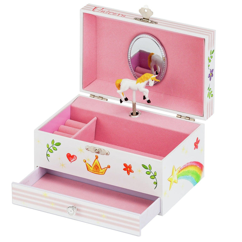 Mele Jewellery Box Pink Musical Unicorn Themed Jewellery & Trinket Box With Rotating Figurine