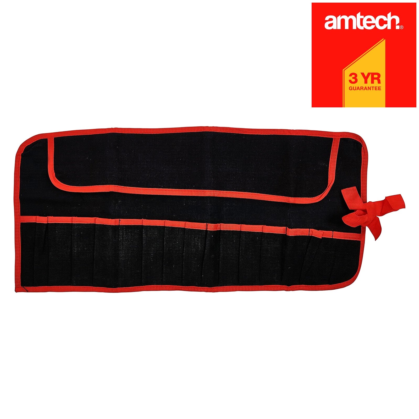 Amtech 15 Pocket Canvas Tool Roll Water Resistant Multi Compartment  Storage Bag