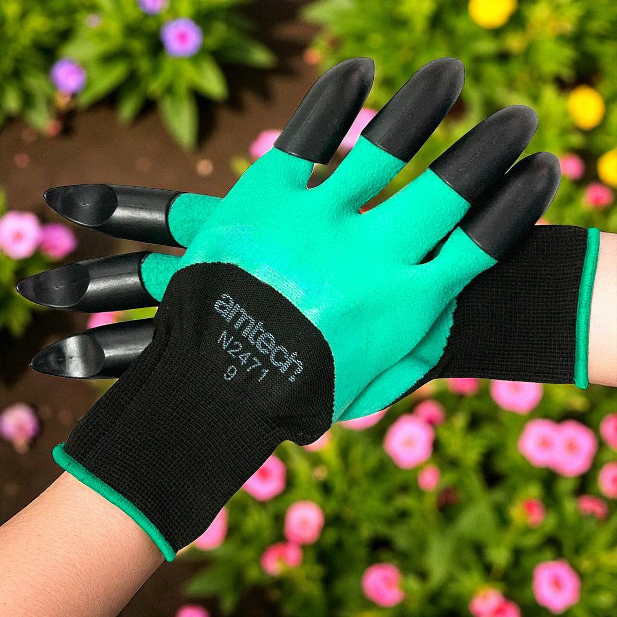 Gardening Gloves with Claws Water-Resistant Weeding Planting Size 9 Large Amtech