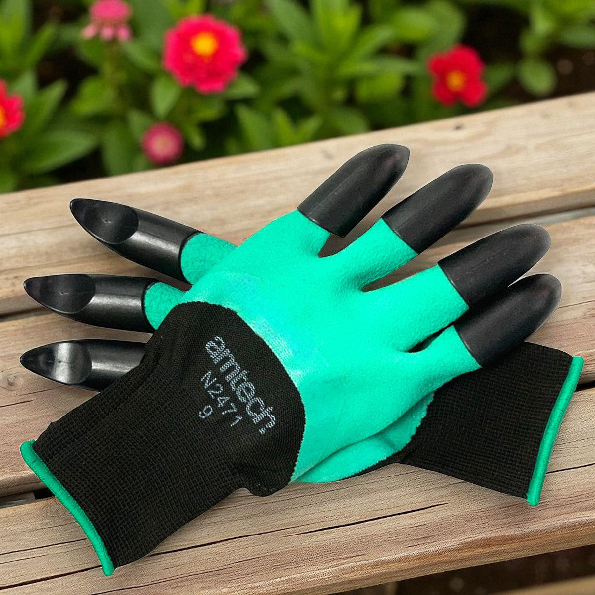 Gardening Gloves with Claws Water-Resistant Weeding Planting Size 9 Large Amtech