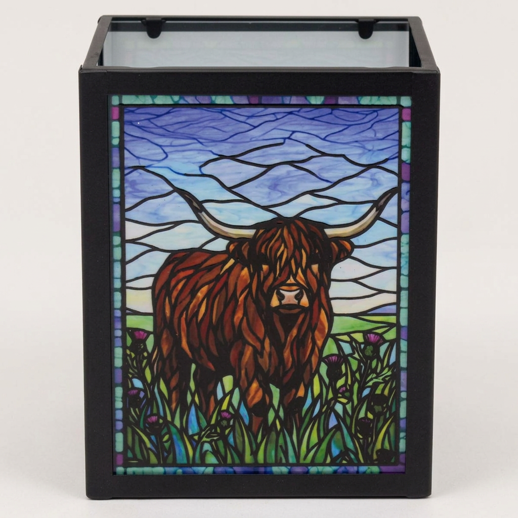 Stained Glass Tea Light Holder Highland Cow