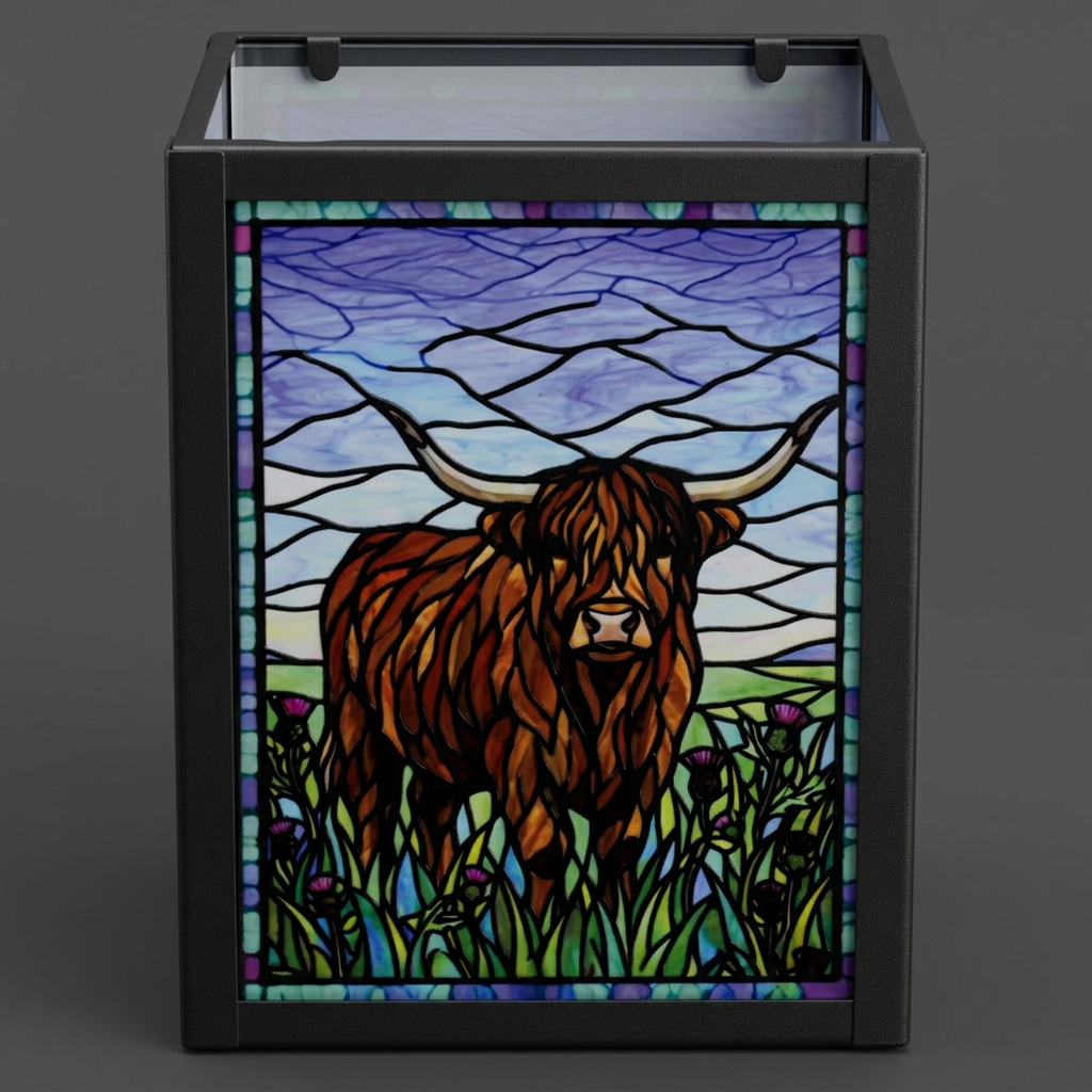 Stained Glass Tea Light Holder Highland Cow