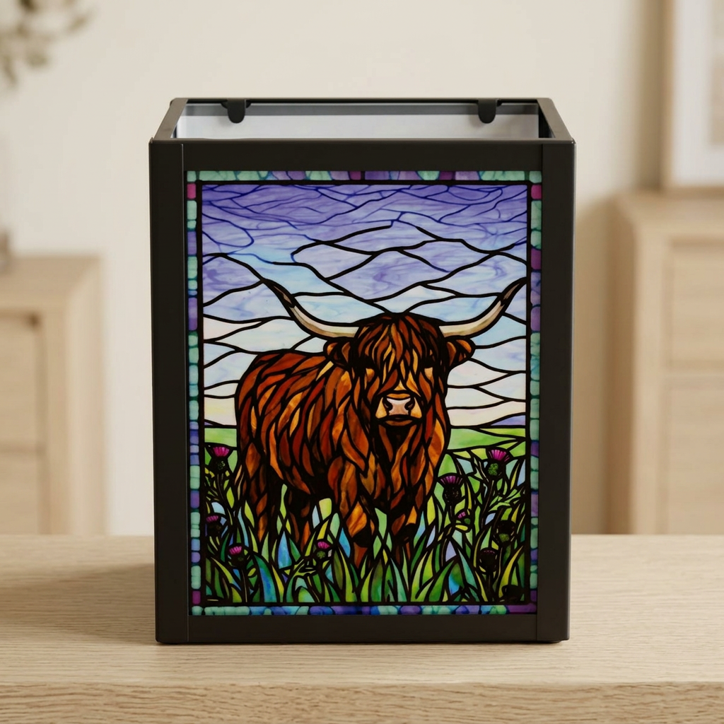 Stained Glass Tea Light Holder Highland Cow