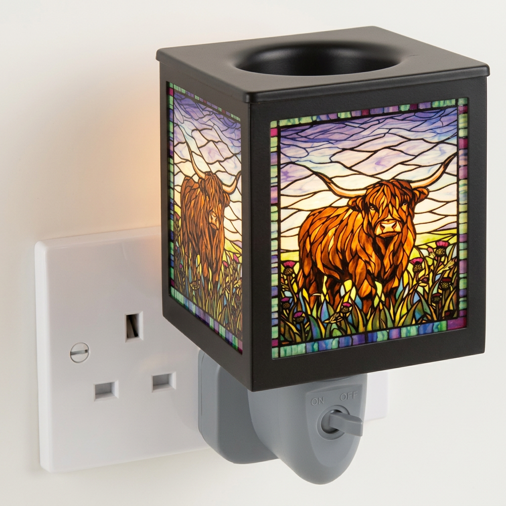 Stained Glass Plug-In Lamp Highland Cow