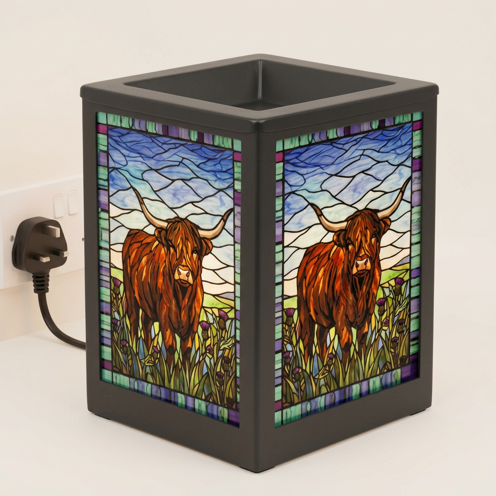 Stained Glass Aroma Lamp Highland Cow