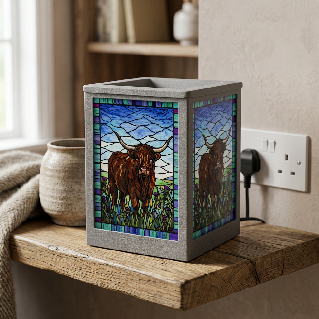 Stained Glass Aroma Lamp Highland Cow