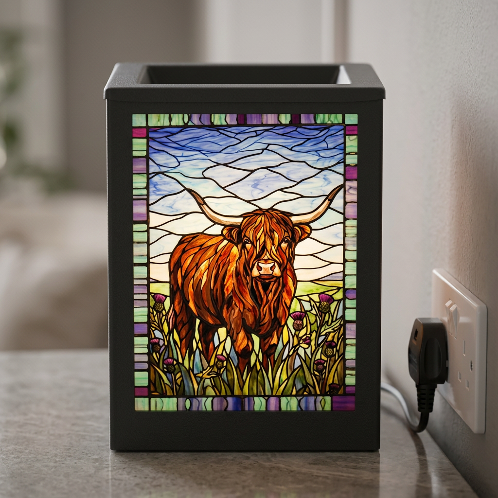 Stained Glass Aroma Lamp Highland Cow