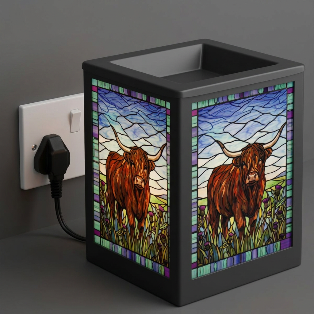 Stained Glass Aroma Lamp Highland Cow