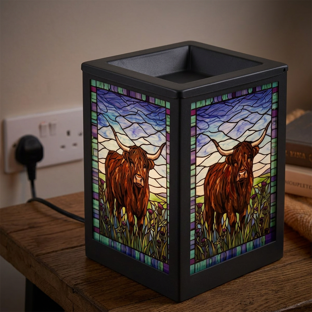 Stained Glass Aroma Lamp Highland Cow
