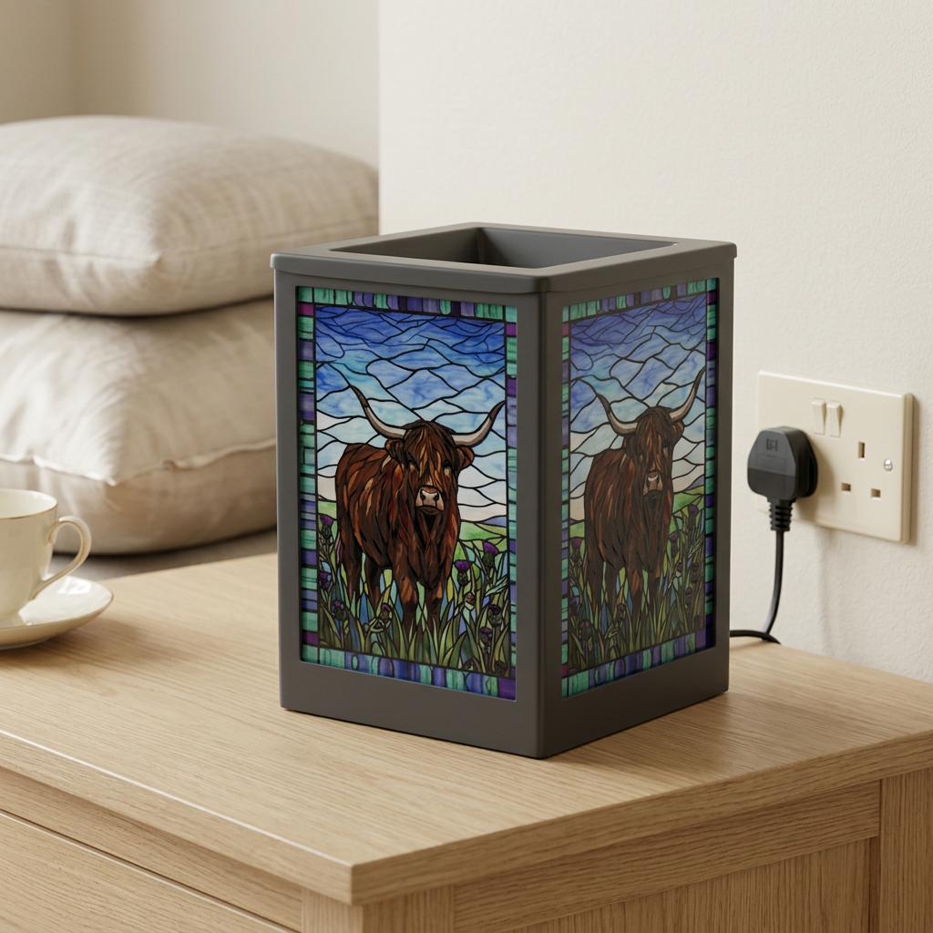 Stained Glass Aroma Lamp Highland Cow