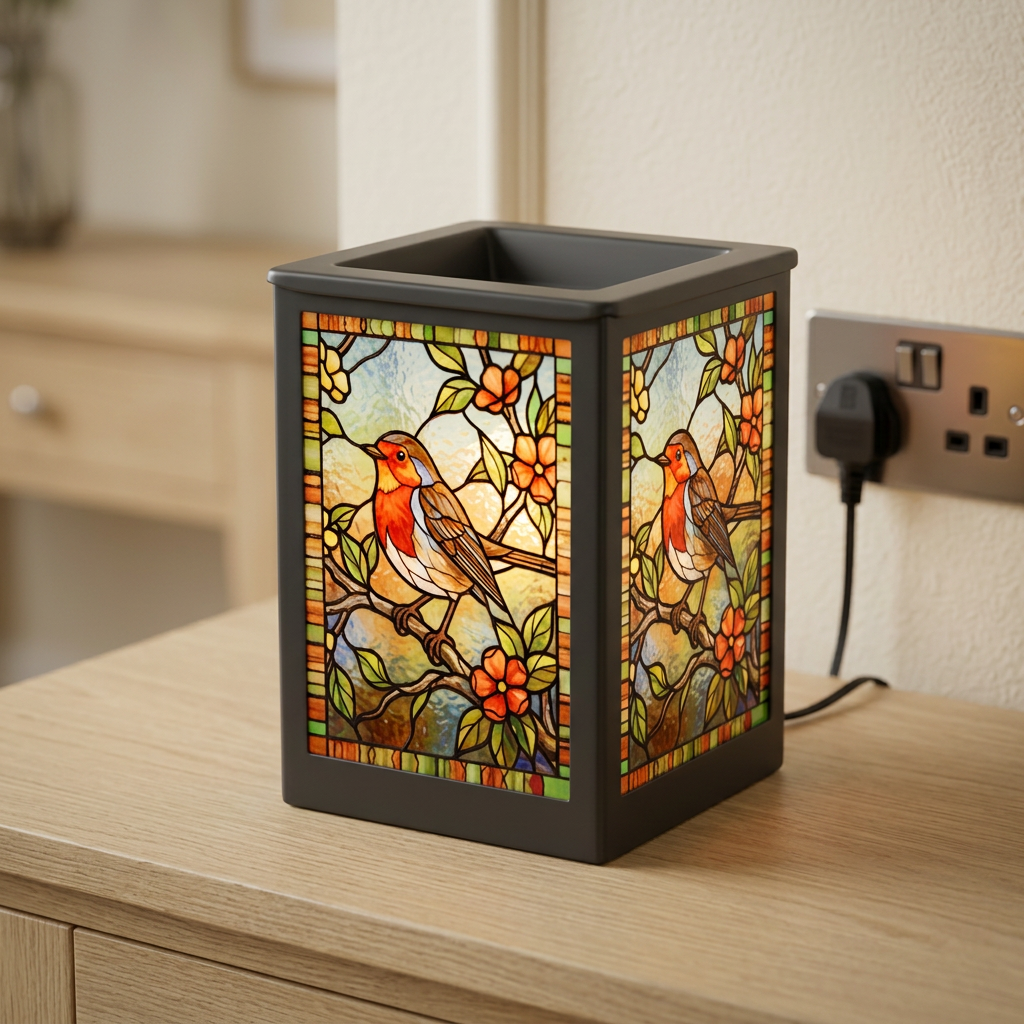 Stained Glass Aroma Lamp Robin