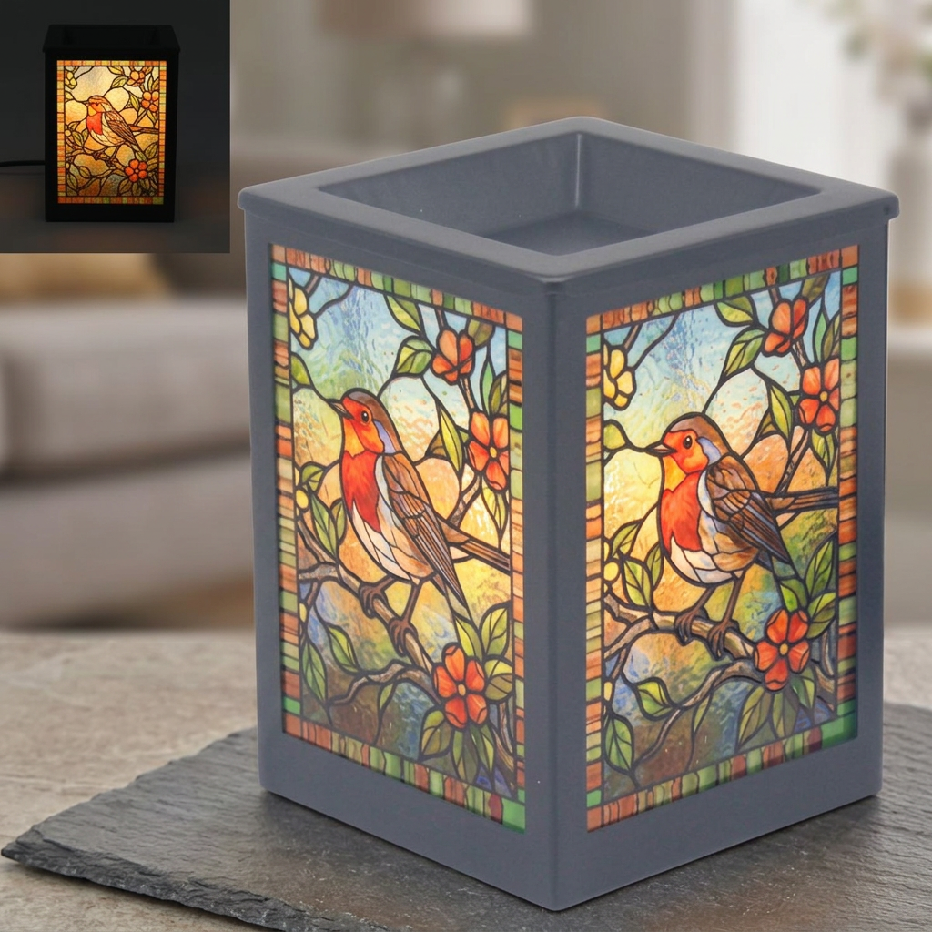 Stained Glass Aroma Lamp Robin