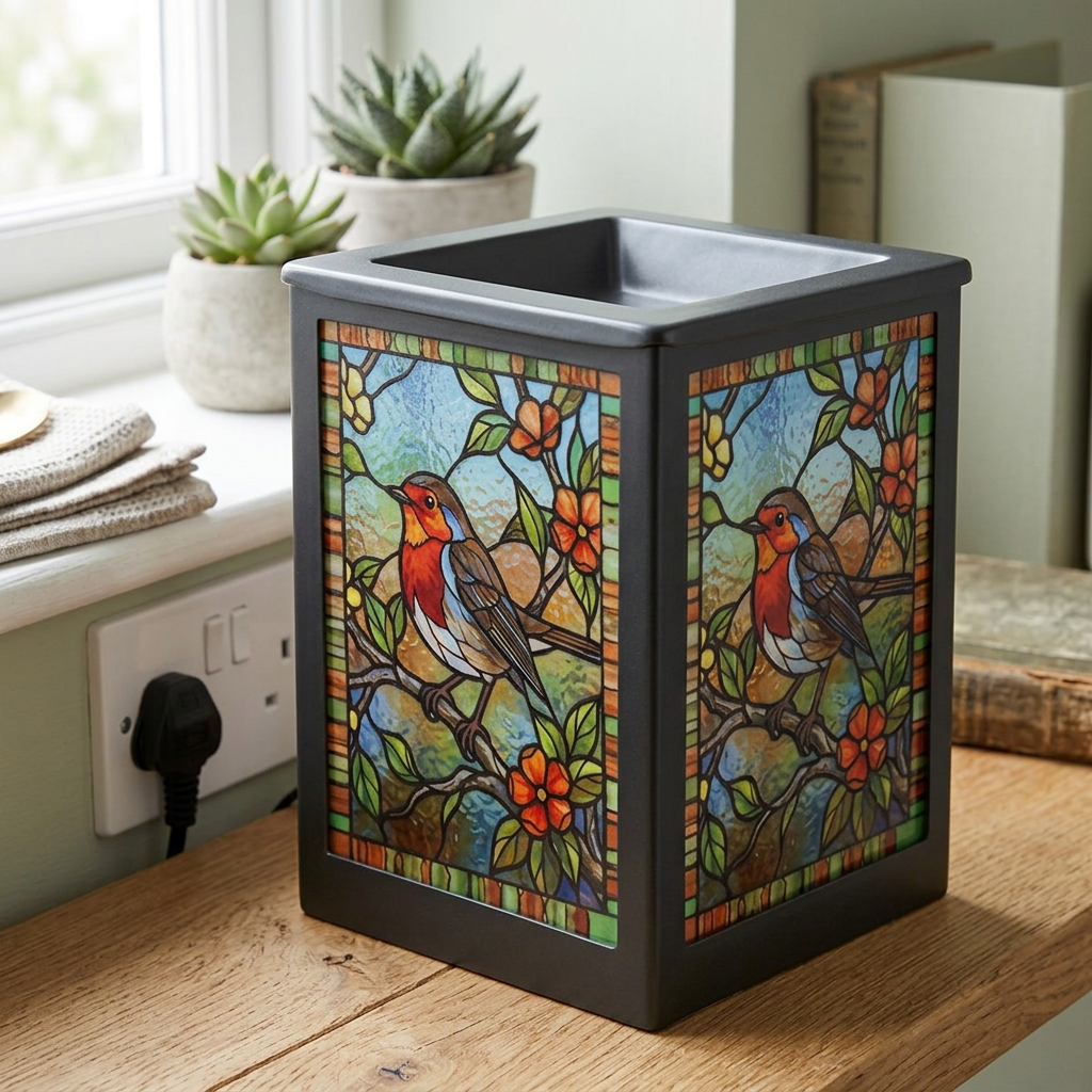 Stained Glass Aroma Lamp Robin
