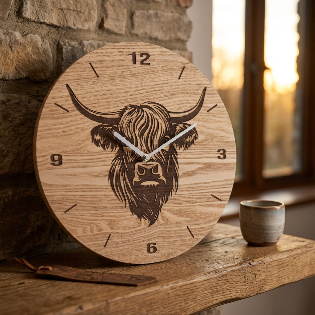 Highland Cow Clock