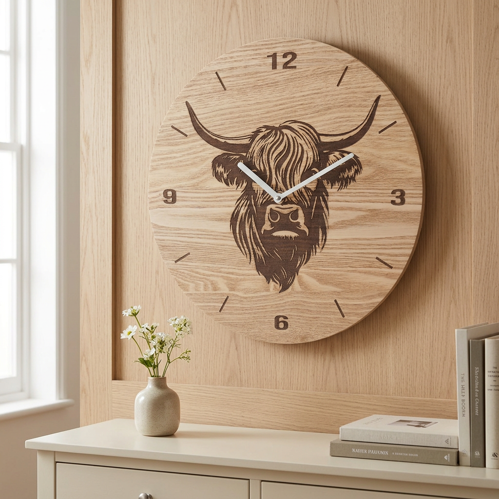 Highland Cow Clock