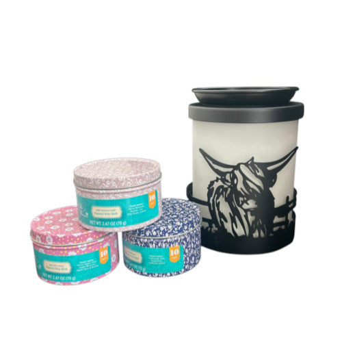 Highland Cow Wax Melt Warmer Oil Burner Aroma Diffuser Lamp LED Northern Lights With Random Wax Melt Tin