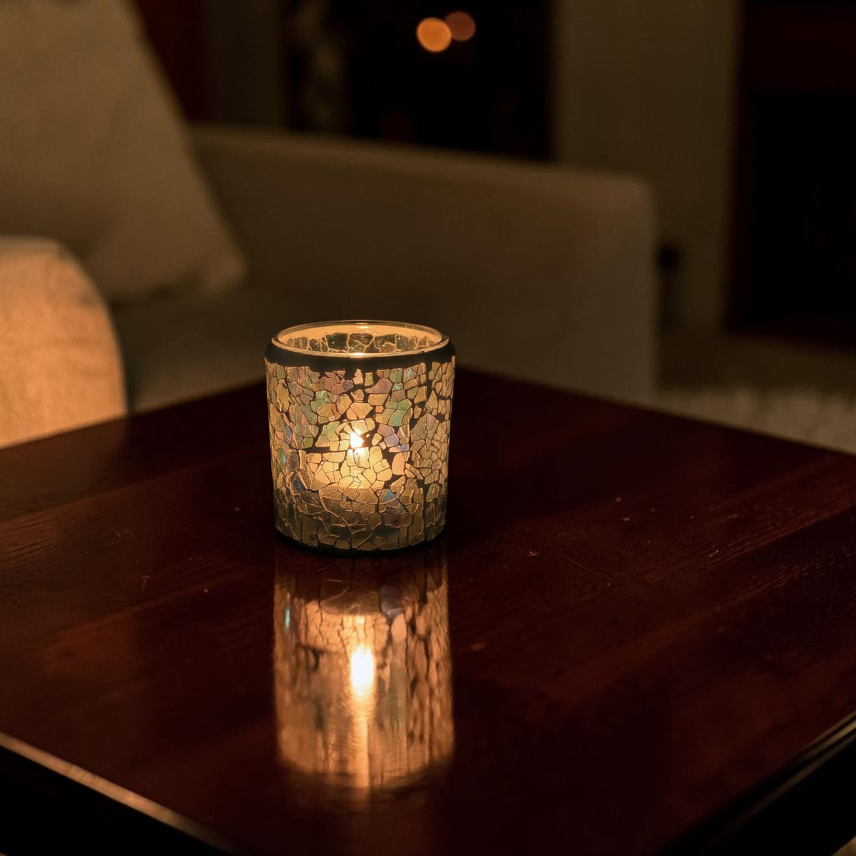 2 Pack - Tea Light Holder Wax Oil Warmer Pearl Crackle Glass