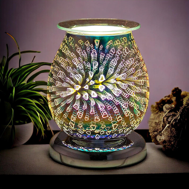 Oil Burner Wax Tart Melter Aroma Fragrance Diffuser Touch Lamp - Hearts 3D Love - tooltime.co.uk