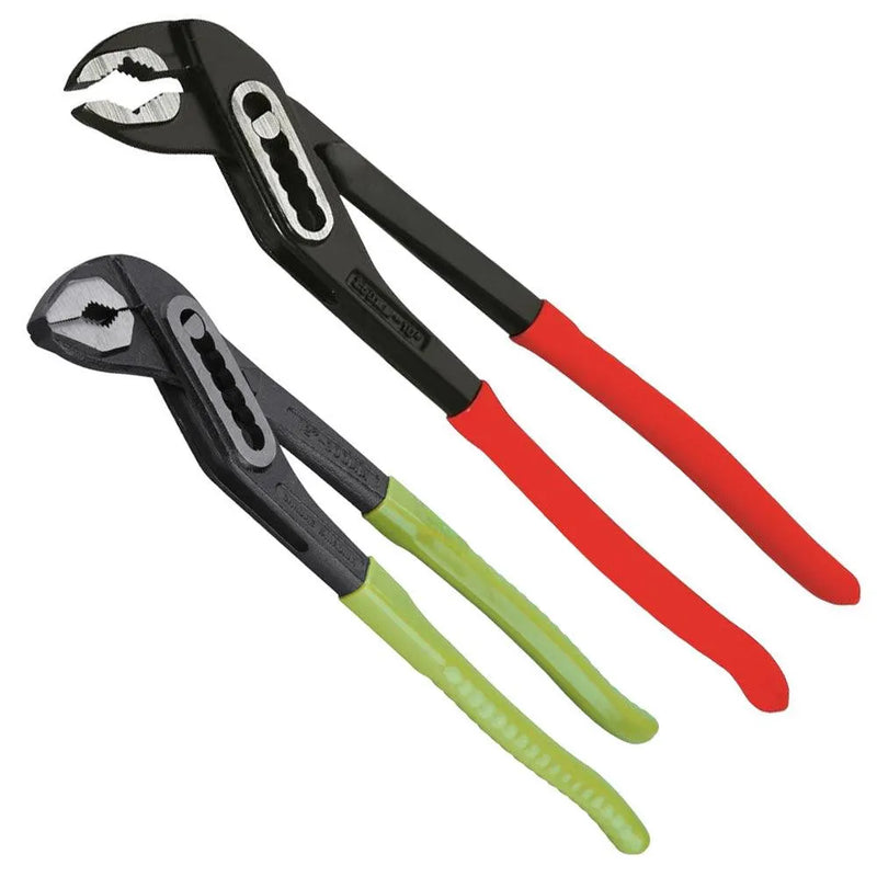 Pack of 2 Slim Jaw Water Pump Pliers 10" (250mm) and 12" (300mm) - tooltime.co.uk