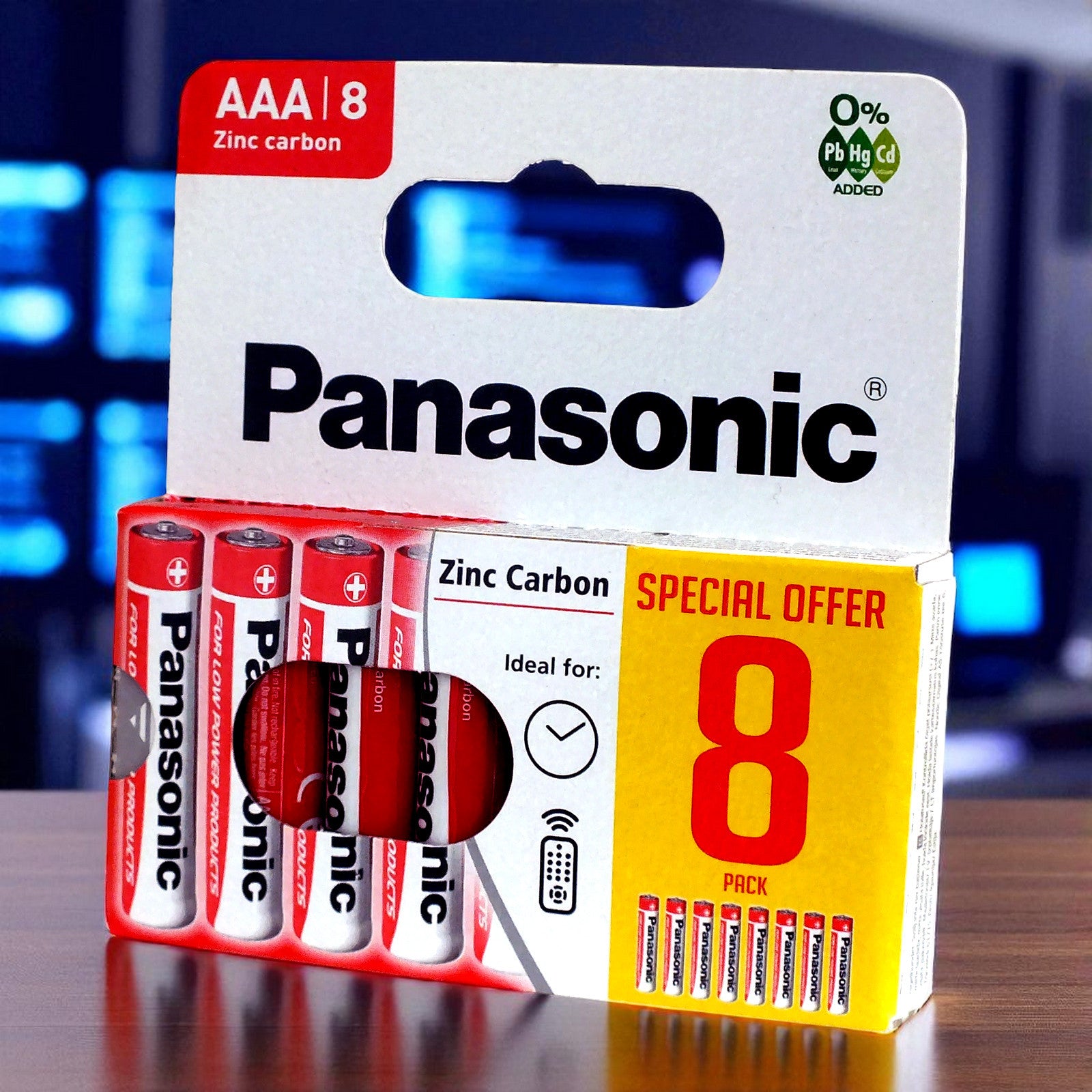 Pack of 8 Panasonic AAA Batteries | R03 1.5V Zinc Carbon | Long Expiry 05/2028