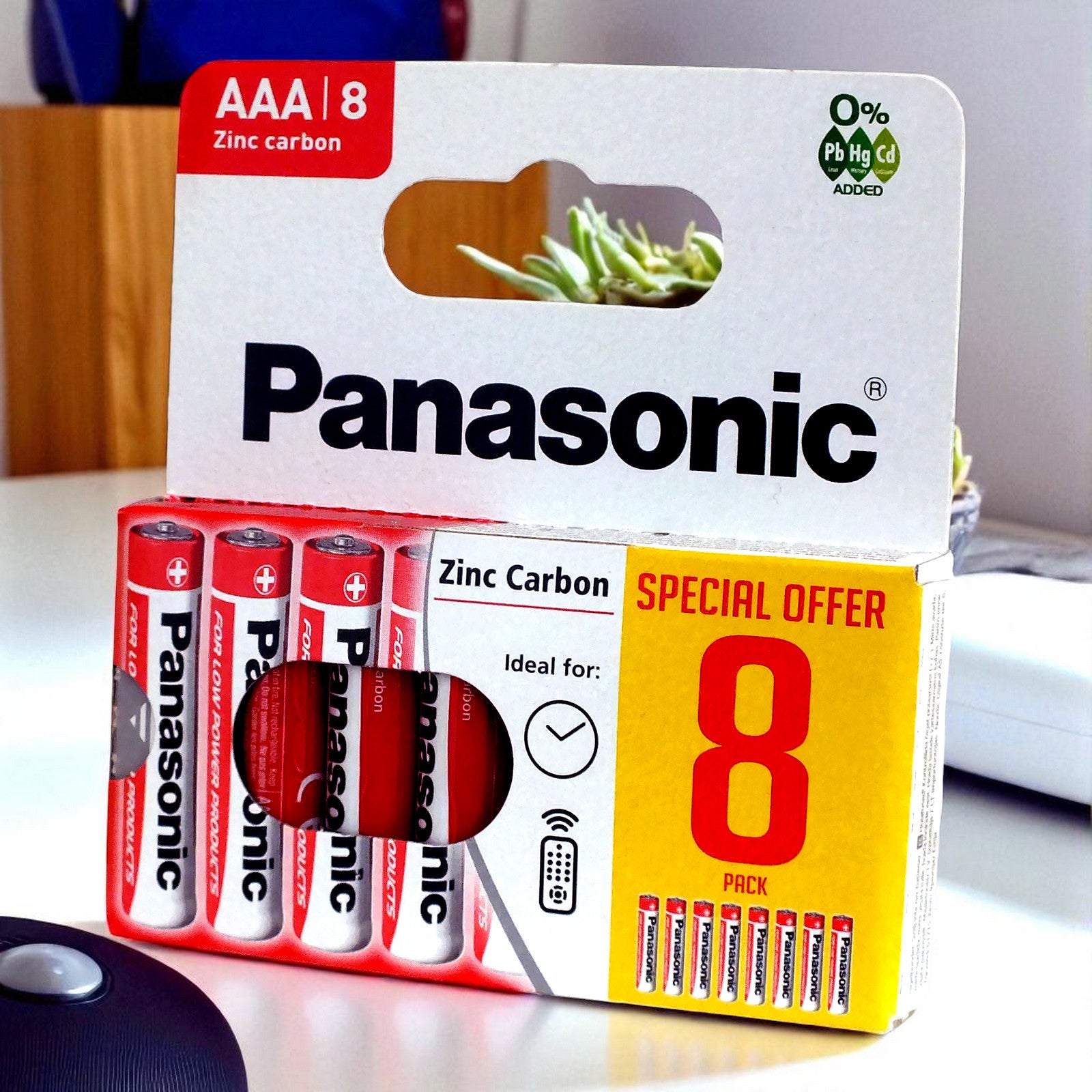 Pack of 8 Panasonic AAA Batteries | R03 1.5V Zinc Carbon | Long Expiry 05/2028