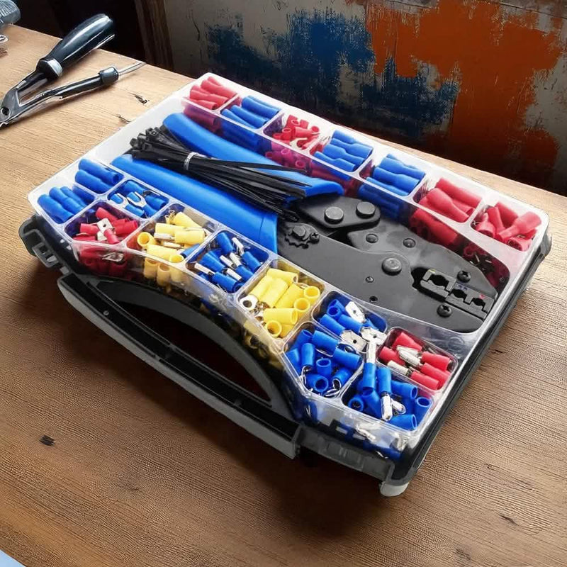 552 Piece Crimping Tool Set | Ratchet Crimping Tool plus Assorted Wire Crimp Terminals | Insulated Electrical Connectors