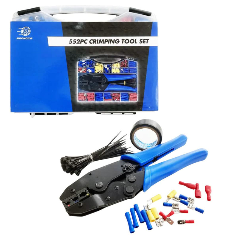 552 Piece Crimping Tool Set | Ratchet Crimping Tool plus Assorted Wire Crimp Terminals | Insulated Electrical Connectors