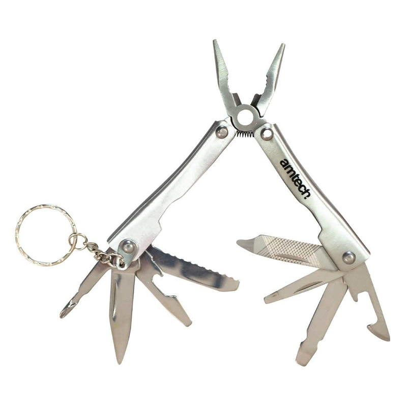 Amtech 8-in-1 Pocket Multitool | Micro Pliers Screwdrivers Bottle Opener Saw | Includes Storage Pouch