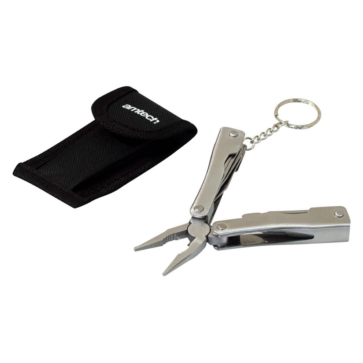 Amtech 8-in-1 Pocket Multitool | Micro Pliers Screwdrivers Bottle Opener Saw | Includes Storage Pouch