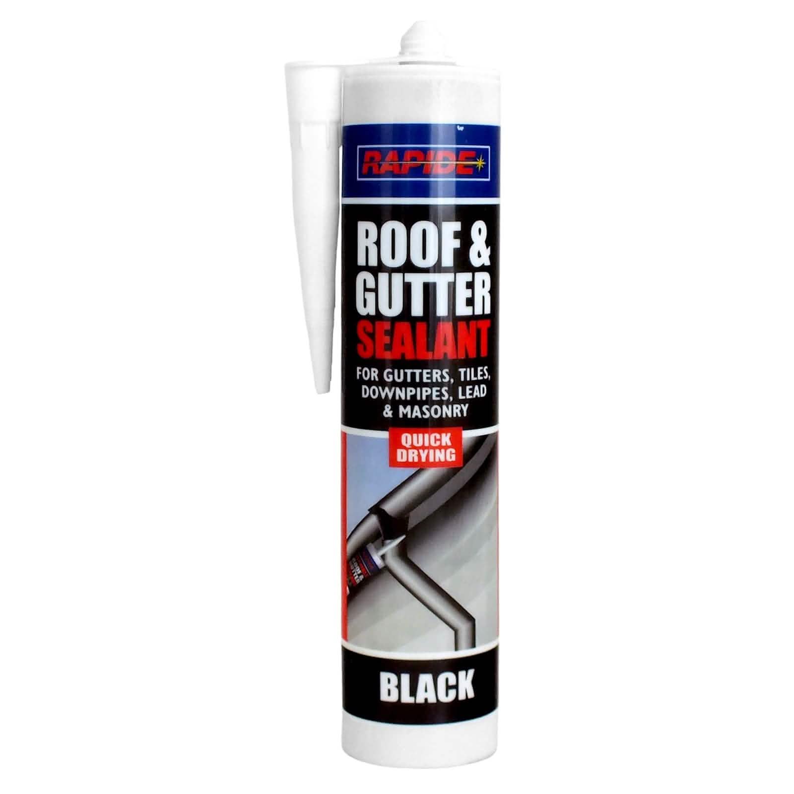Rapide Roof & Gutter Sealant 6 x Rapide Black Roof & Gutter Sealant | 6 x 260ml Cartridges