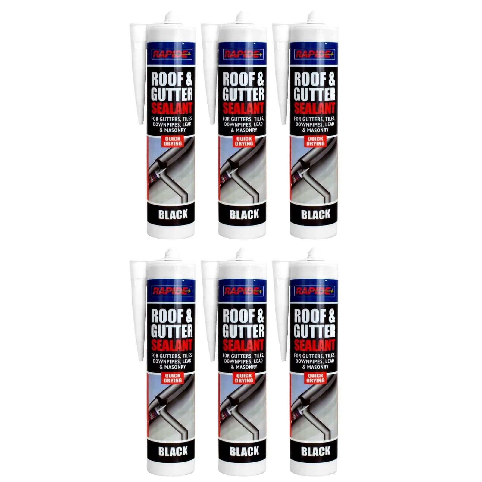 Rapide Roof & Gutter Sealant 6 x Rapide Black Roof & Gutter Sealant | 6 x 260ml Cartridges