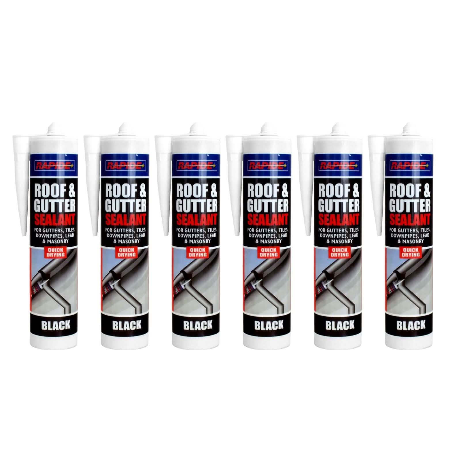 Rapide Roof & Gutter Sealant 6 x Rapide Black Roof & Gutter Sealant | 6 x 260ml Cartridges