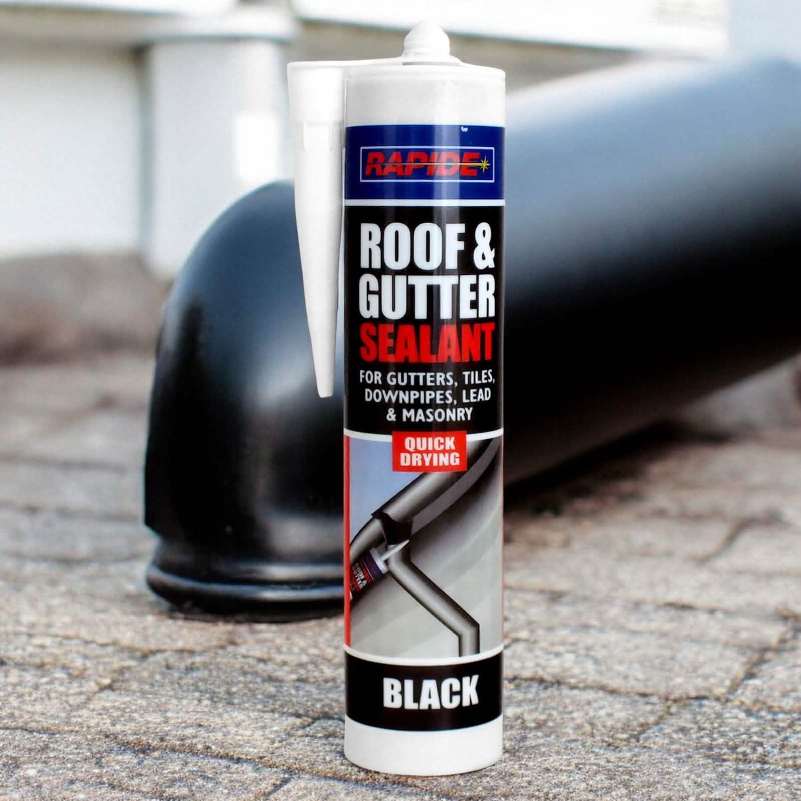 Rapide Roof & Gutter Sealant 6 x Rapide Black Roof & Gutter Sealant | 6 x 260ml Cartridges