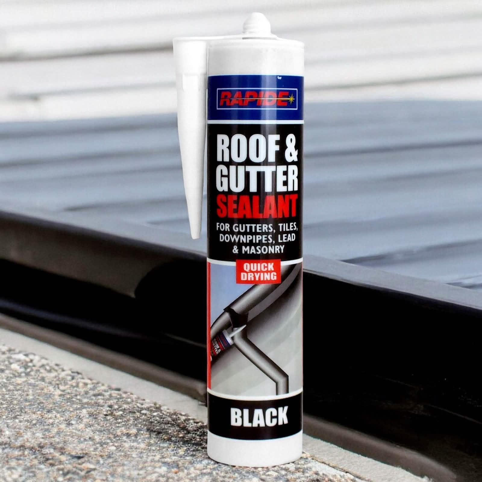 Rapide Roof & Gutter Sealant 6 x Rapide Black Roof & Gutter Sealant | 6 x 260ml Cartridges
