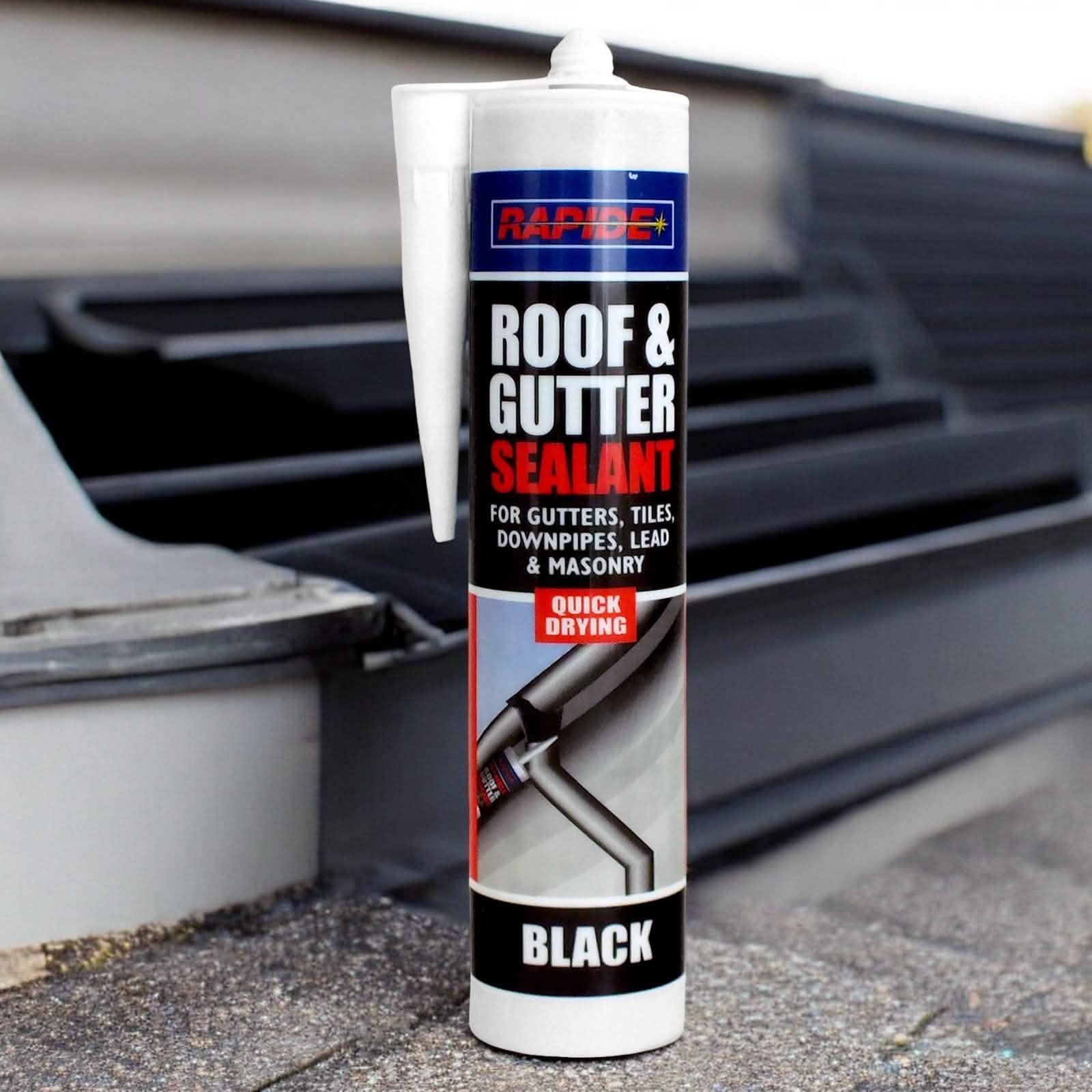 Rapide Roof & Gutter Sealant 6 x Rapide Black Roof & Gutter Sealant | 6 x 260ml Cartridges