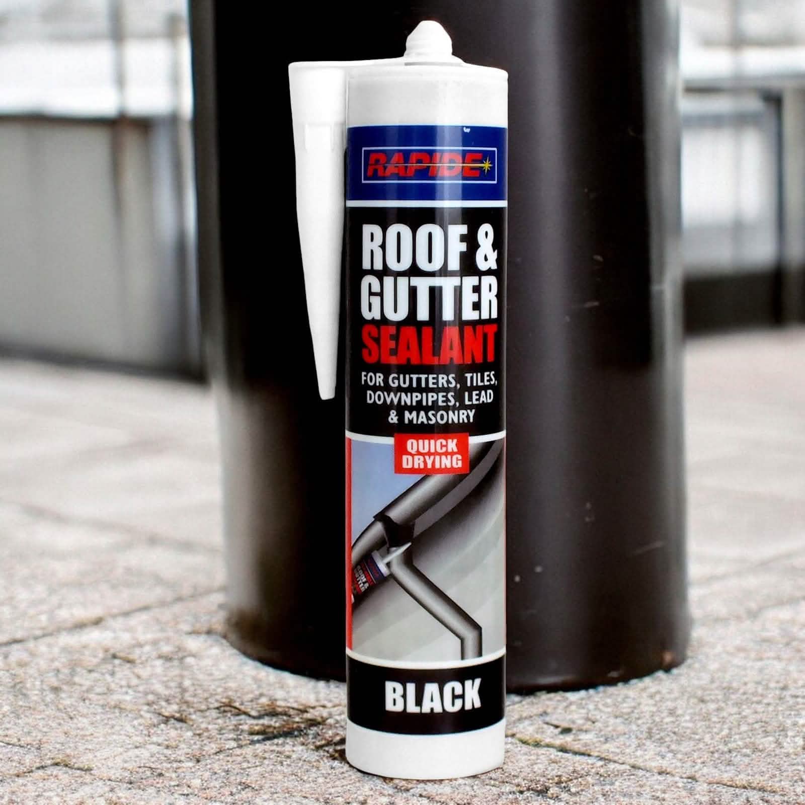Rapide Roof & Gutter Sealant 6 x Rapide Black Roof & Gutter Sealant | 6 x 260ml Cartridges