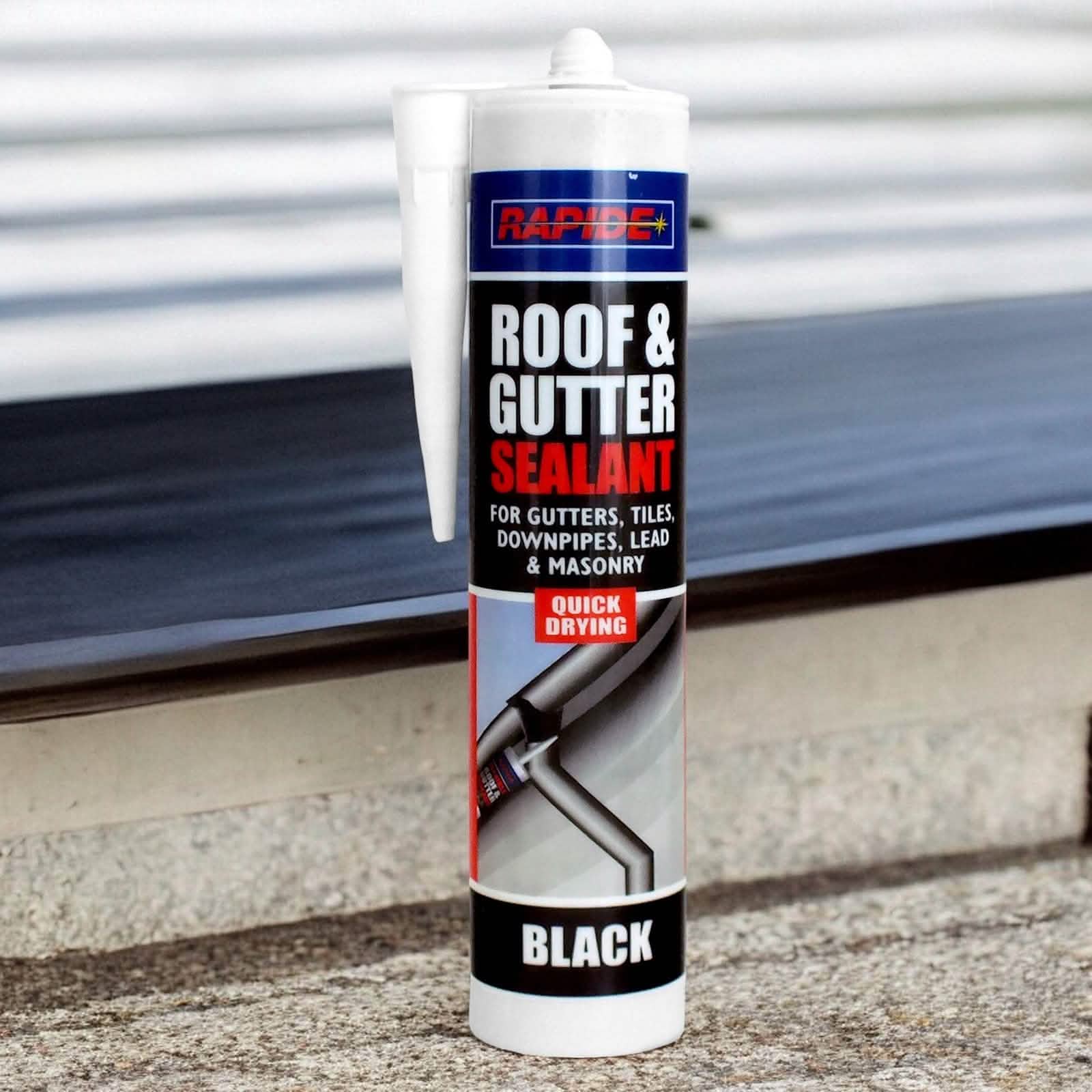 Rapide Roof & Gutter Sealant 6 x Rapide Black Roof & Gutter Sealant | 6 x 260ml Cartridges