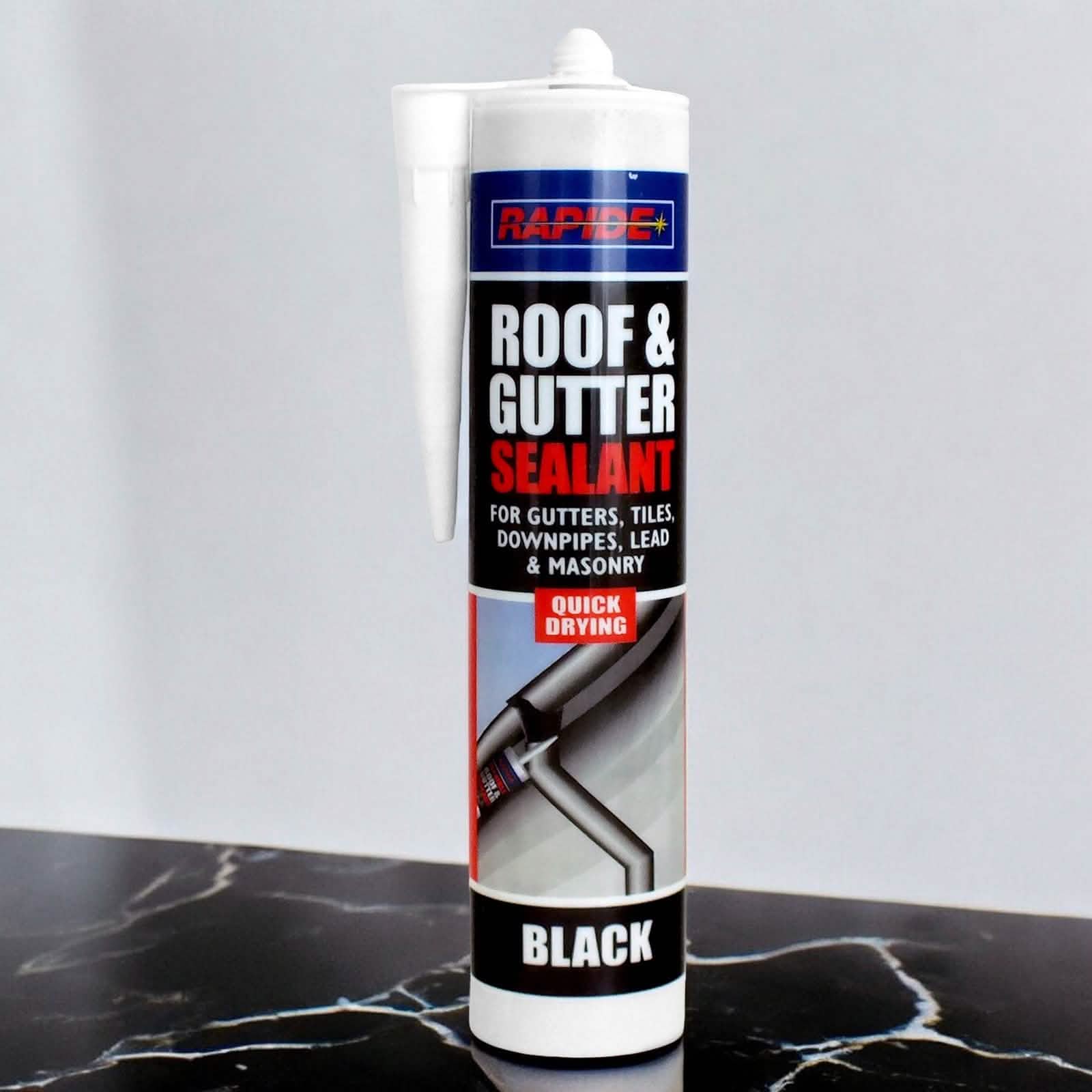 Rapide Roof & Gutter Sealant 6 x Rapide Black Roof & Gutter Sealant | 6 x 260ml Cartridges