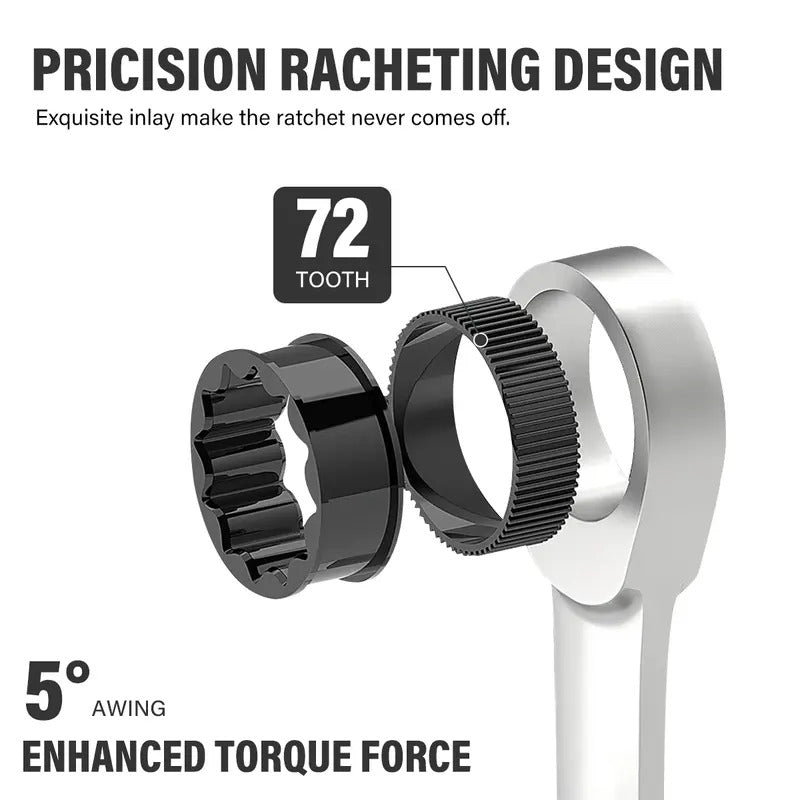 Ratchet Spanners Metric Combination Fixed Head 8mm - 32mm