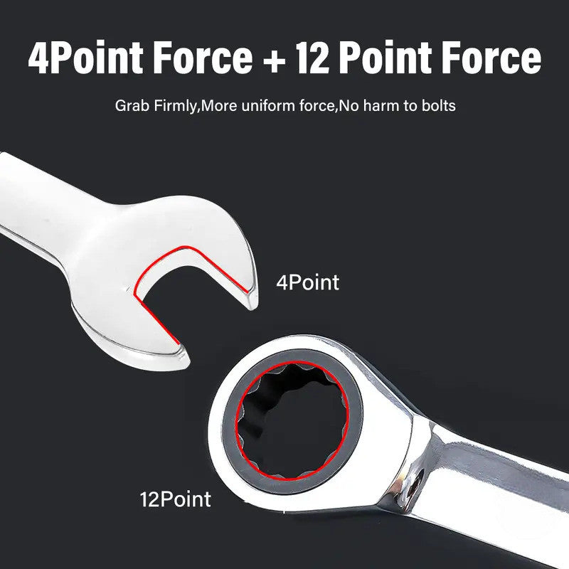 Ratchet Spanners Metric Combination Fixed Head 8mm - 32mm