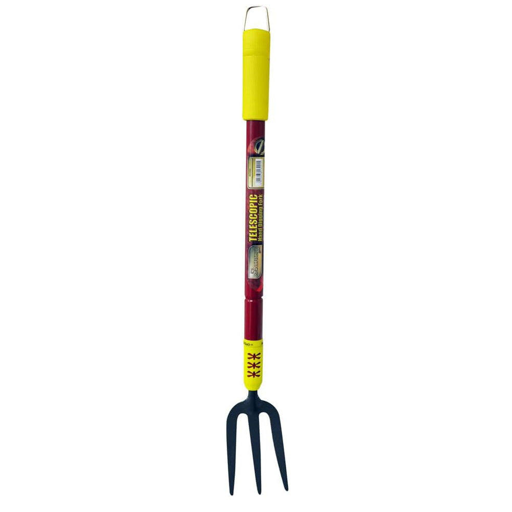 3pc Telescopic Garden Hand Tools Set with Soft Grip Extending Handles | Fork, Trowel, Weeder & Hoe