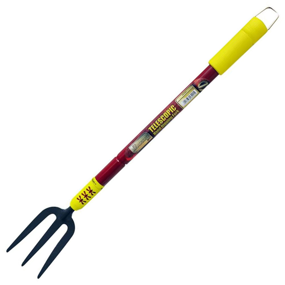 3pc Telescopic Garden Hand Tools Set with Soft Grip Extending Handles | Fork, Trowel, Weeder & Hoe