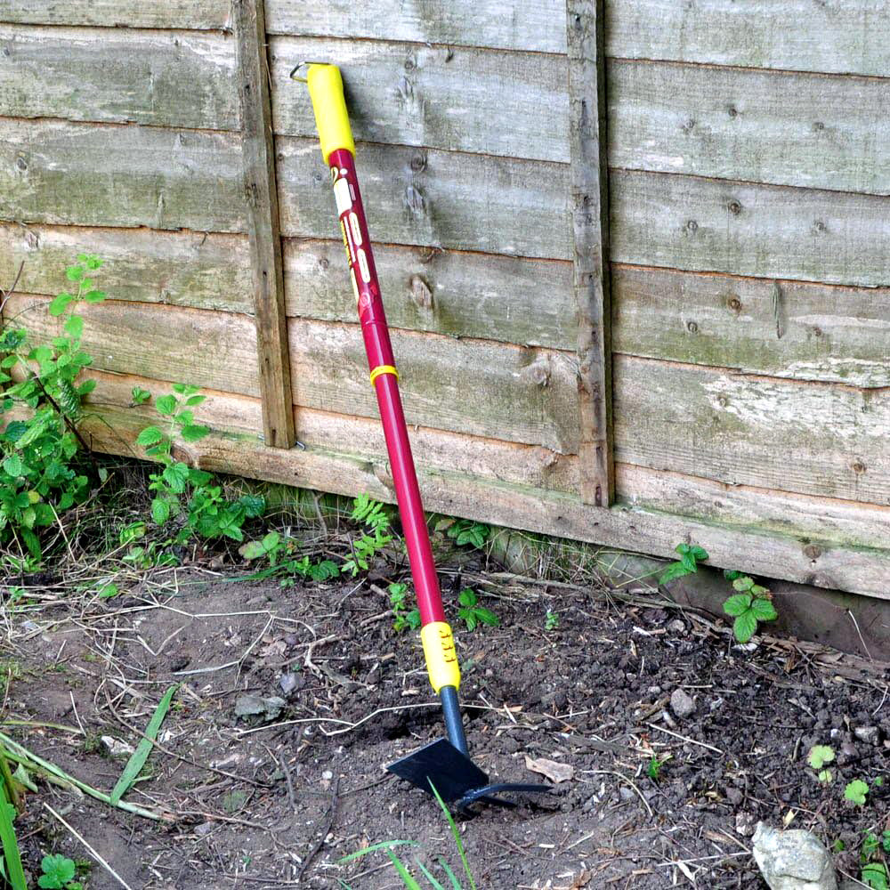 3pc Telescopic Garden Hand Tools Set with Soft Grip Extending Handles | Fork, Trowel, Weeder & Hoe